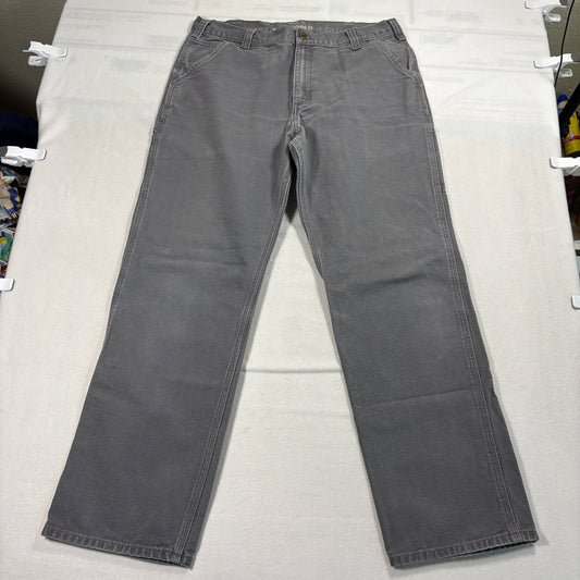 Carhartt Jeans Mens 38x34 Gray Denim Relaxed Fit Workwear Pants Rugged Streetwear