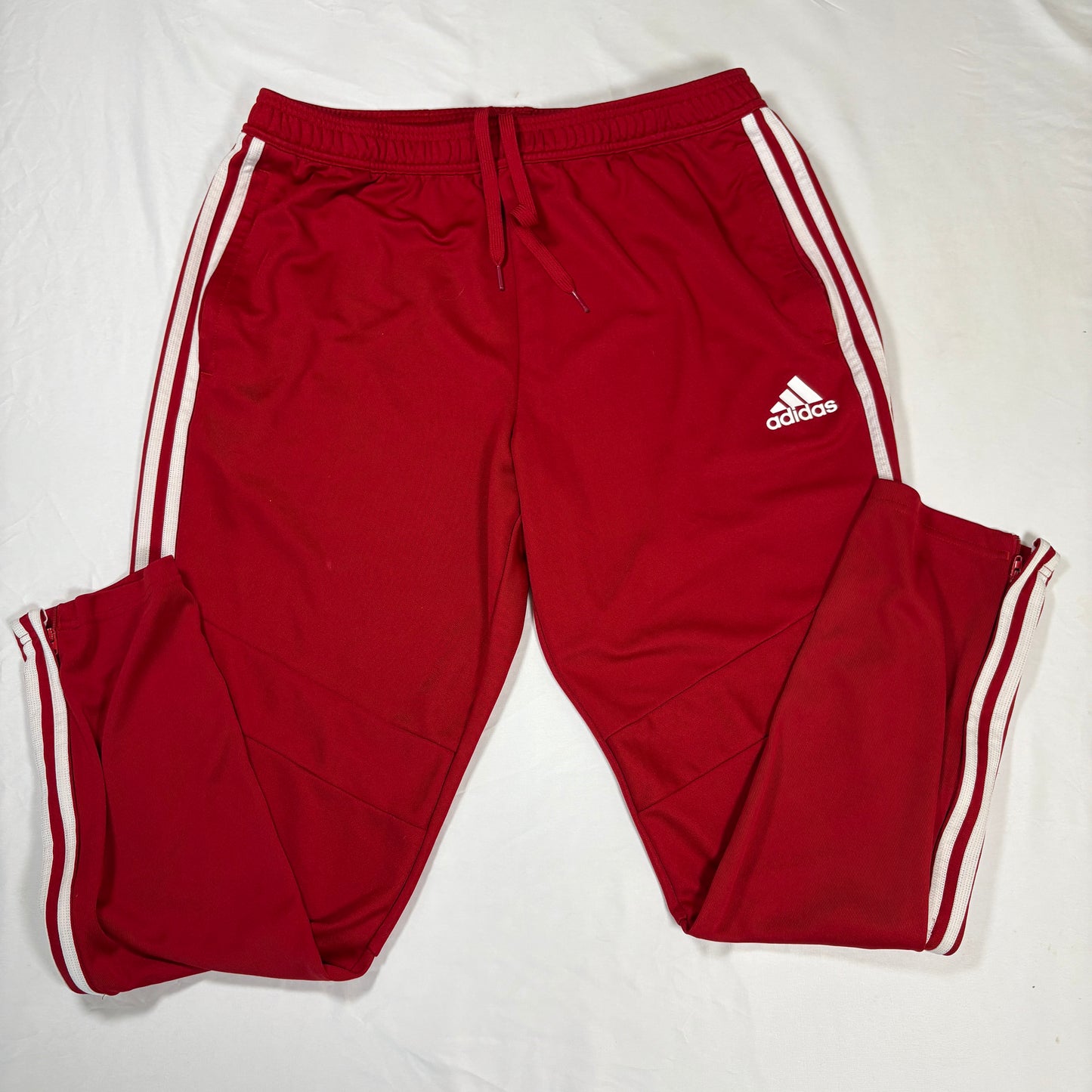 Adidas Men’s XL Track Pants Red White 3-Stripes Joggers Tapered Training