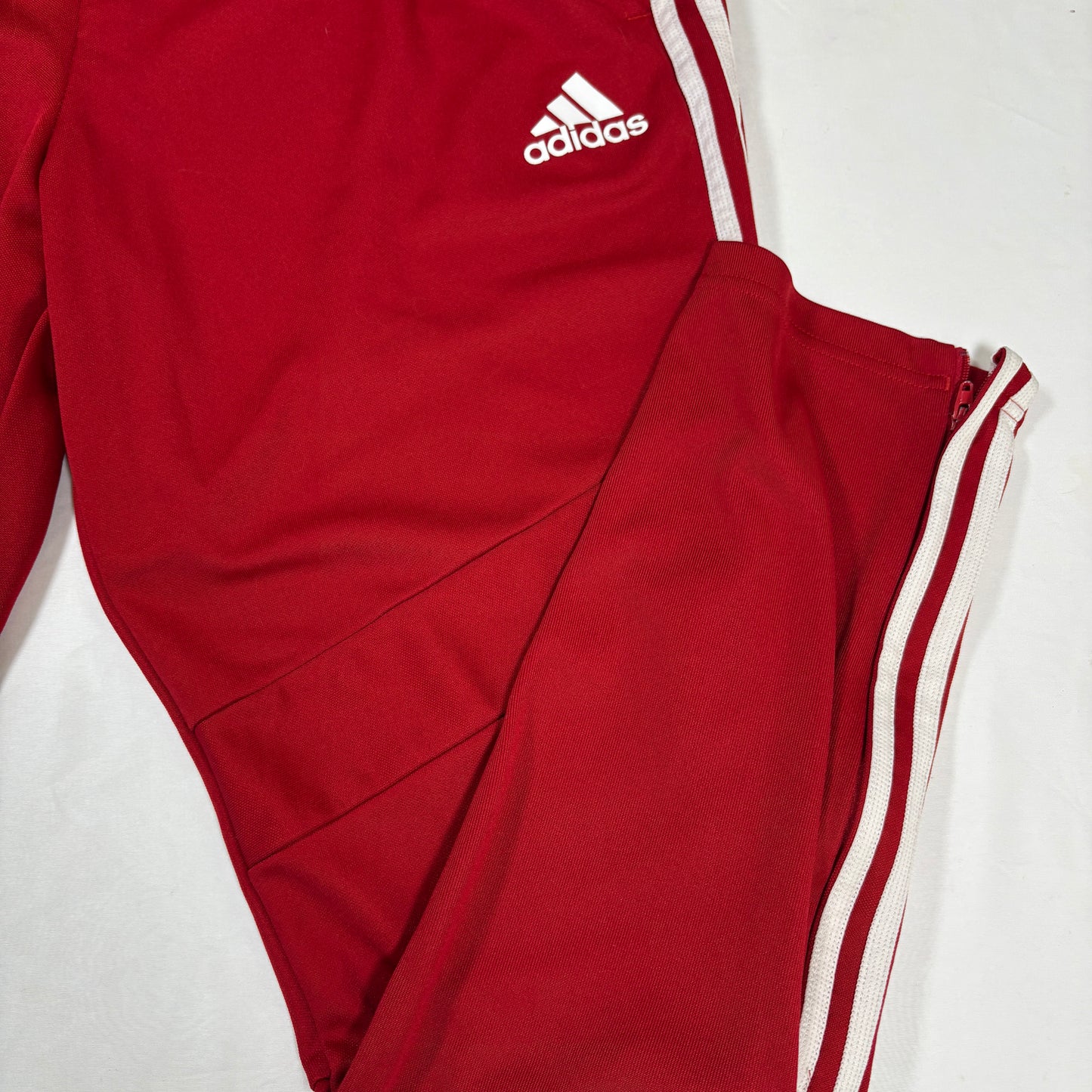 Adidas Men’s XL Track Pants Red White 3-Stripes Joggers Tapered Training