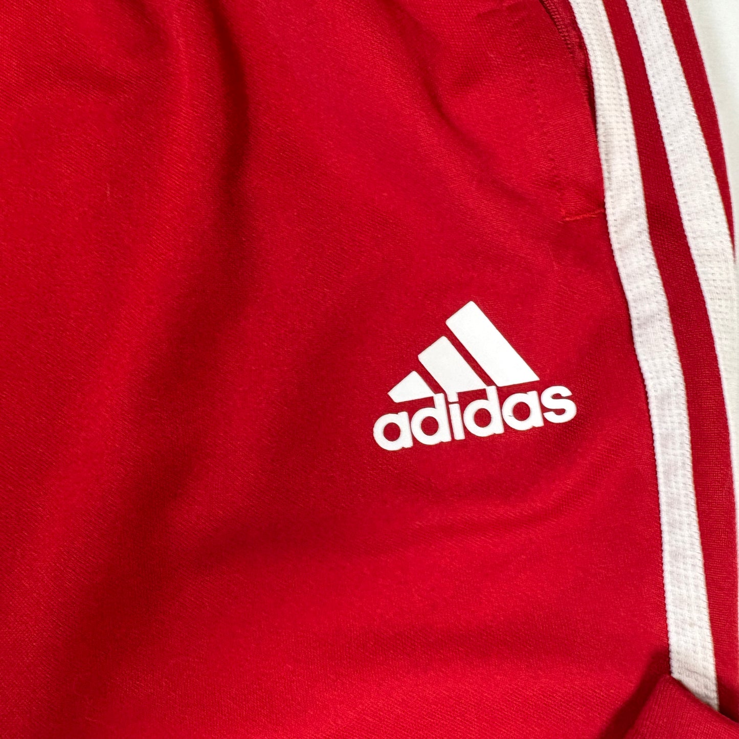 Adidas Men’s XL Track Pants Red White 3-Stripes Joggers Tapered Training