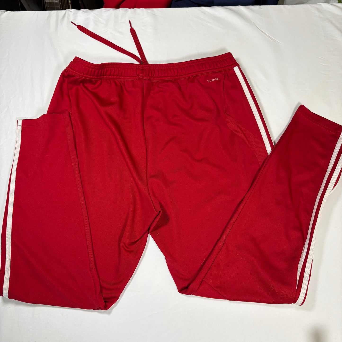 Adidas Men’s XL Track Pants Red White 3-Stripes Joggers Tapered Training