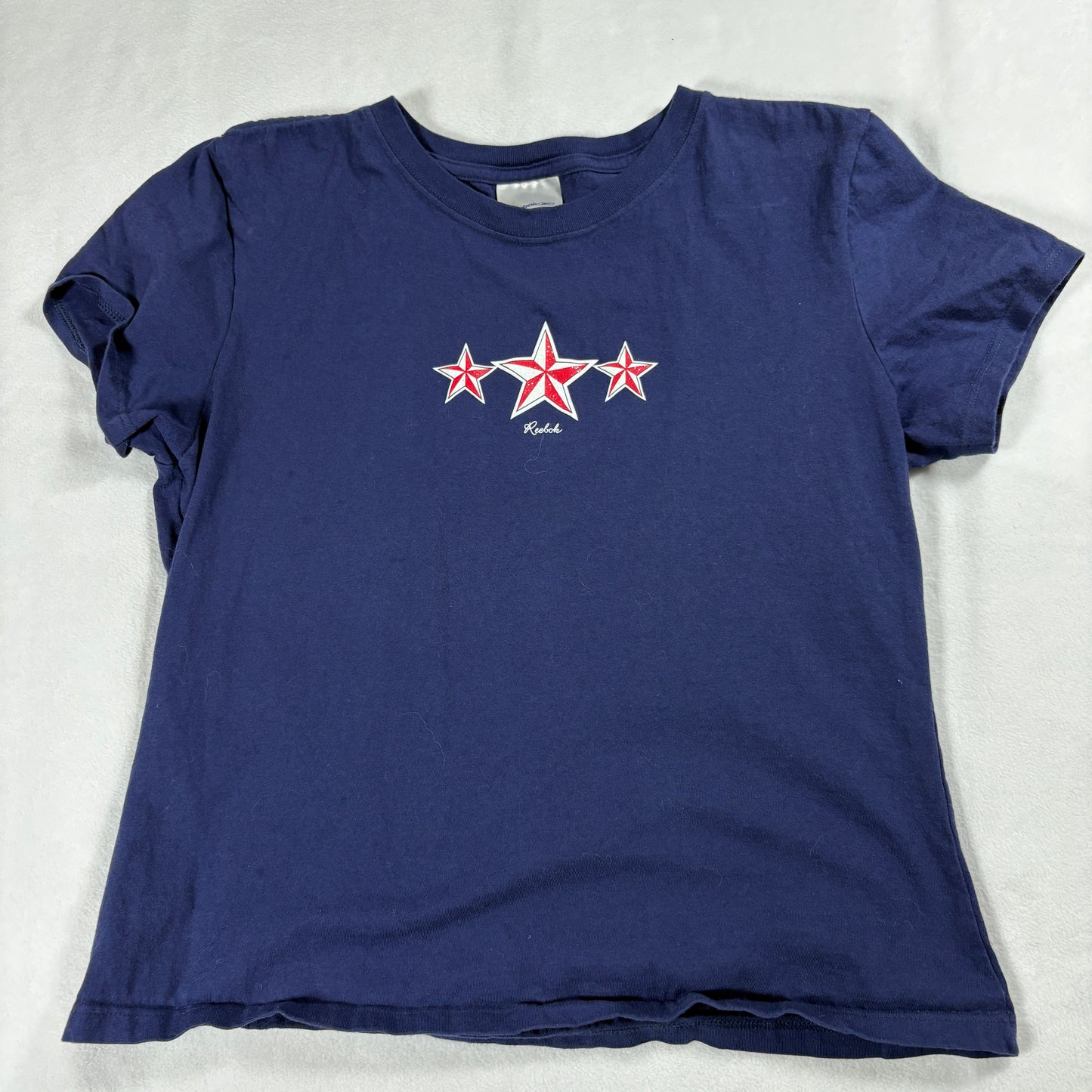 Reebok T Shirt Womens XL Vintage Y2K Blue Star Graphic Tee Streetwear Rare Fit!!