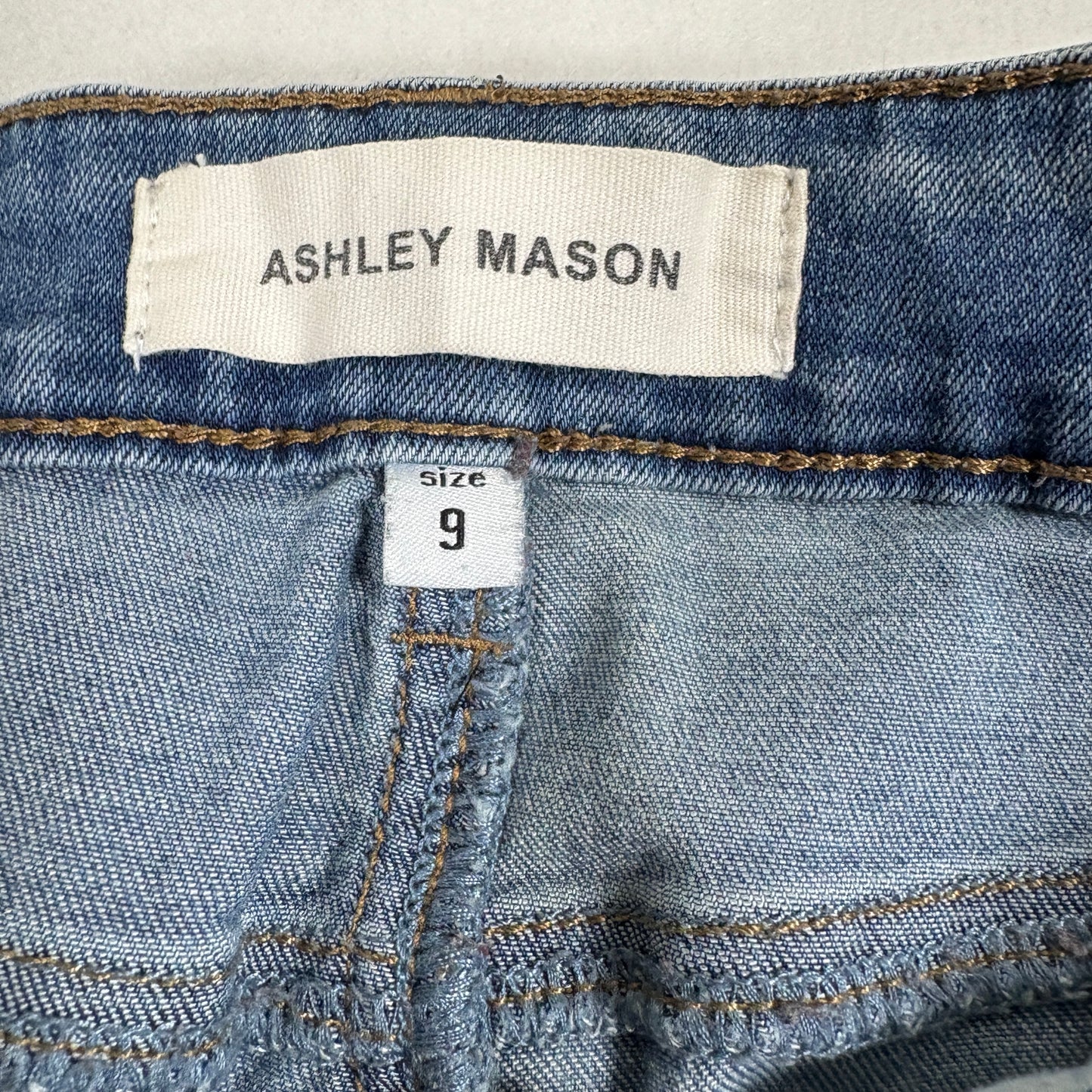 Ashley Mason Womens Jeans Sz 9 Distressed Skinny Denim Light Wash Y2K 90s