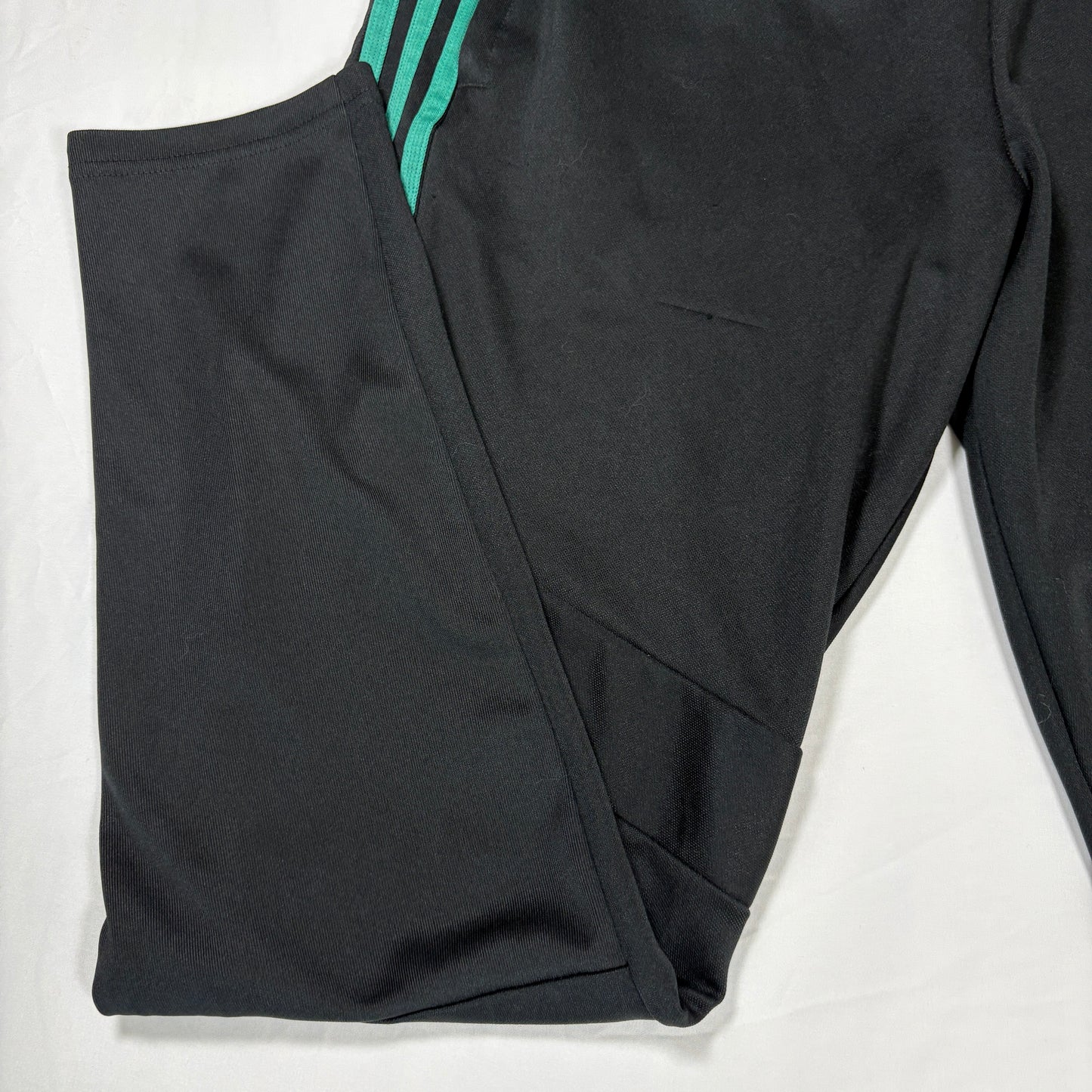 Adidas Men’s L Track Pants Black Green 3-Stripes Joggers Tapered Training