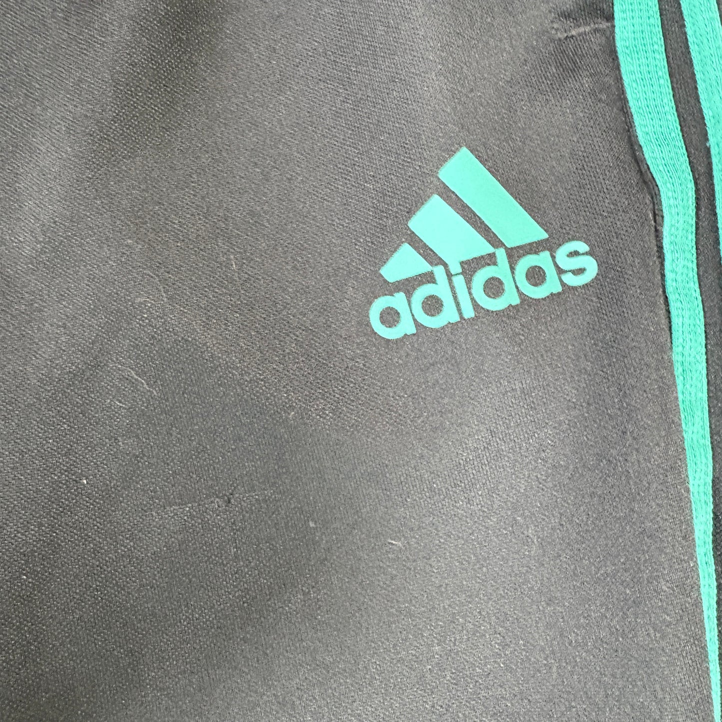 Adidas Men’s L Track Pants Black Green 3-Stripes Joggers Tapered Training