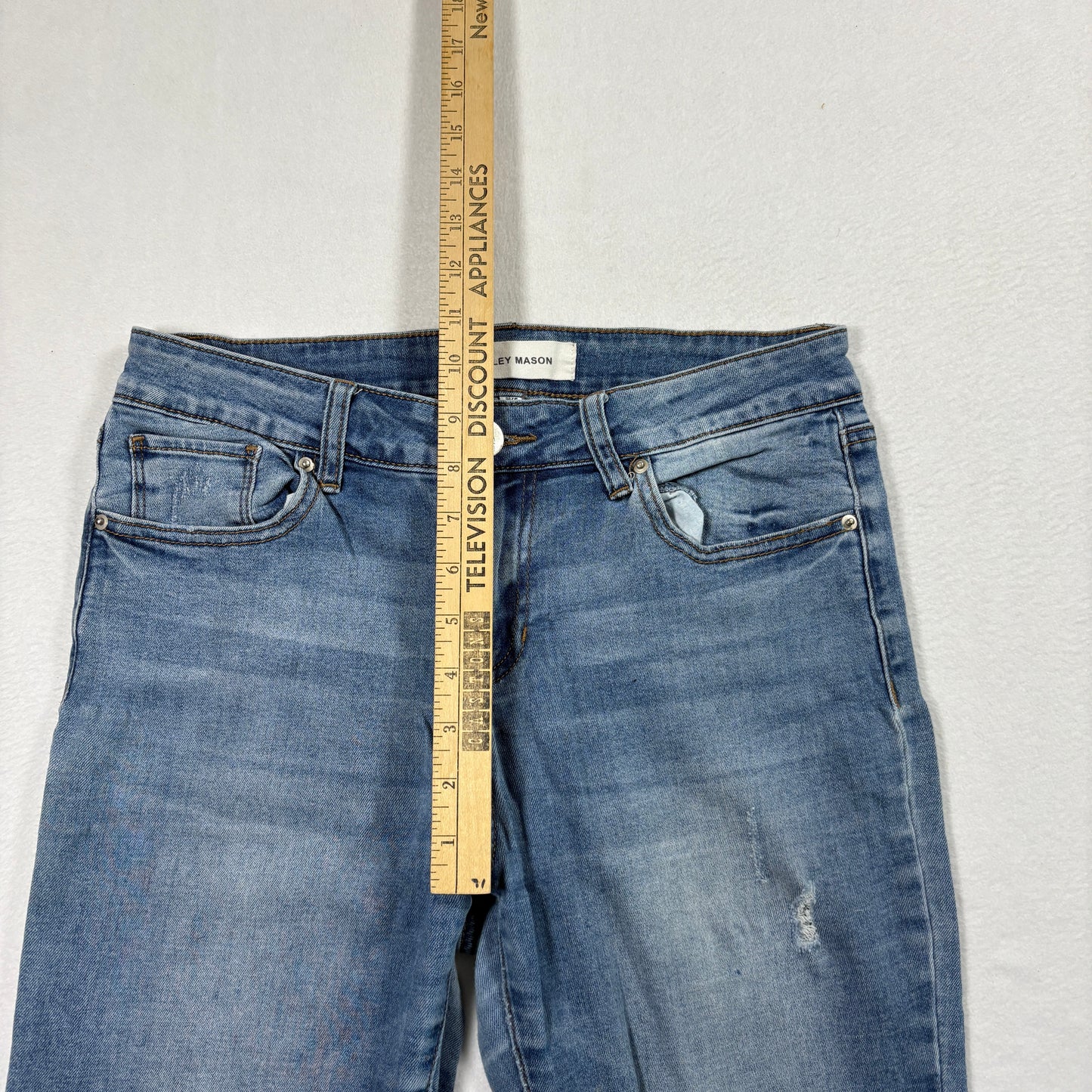 Ashley Mason Womens Jeans Sz 9 Distressed Skinny Denim Light Wash Y2K 90s