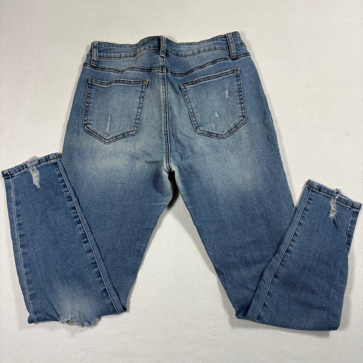 Ashley Mason Womens Jeans Sz 9 Distressed Skinny Denim Light Wash Y2K 90s