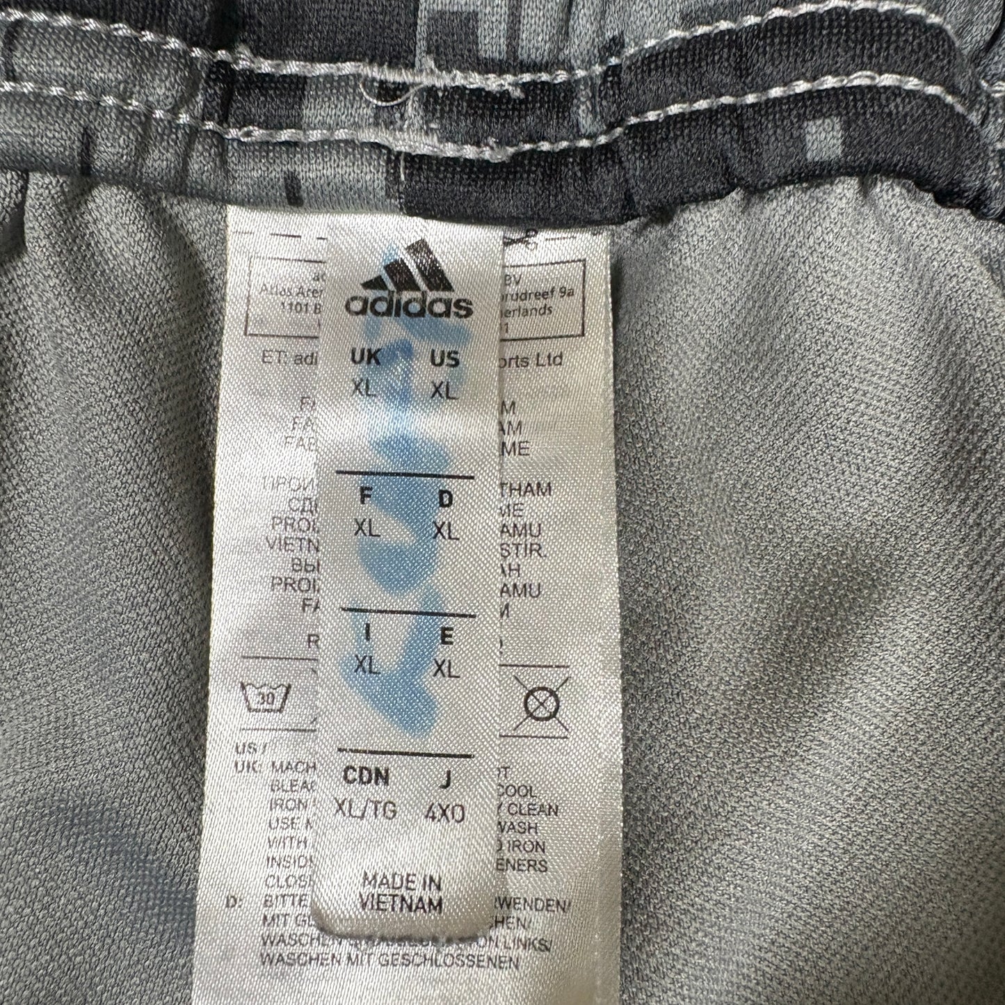 Adidas Men’s XL Track Pants Gray Camo 3-Stripes Joggers Tapered Training