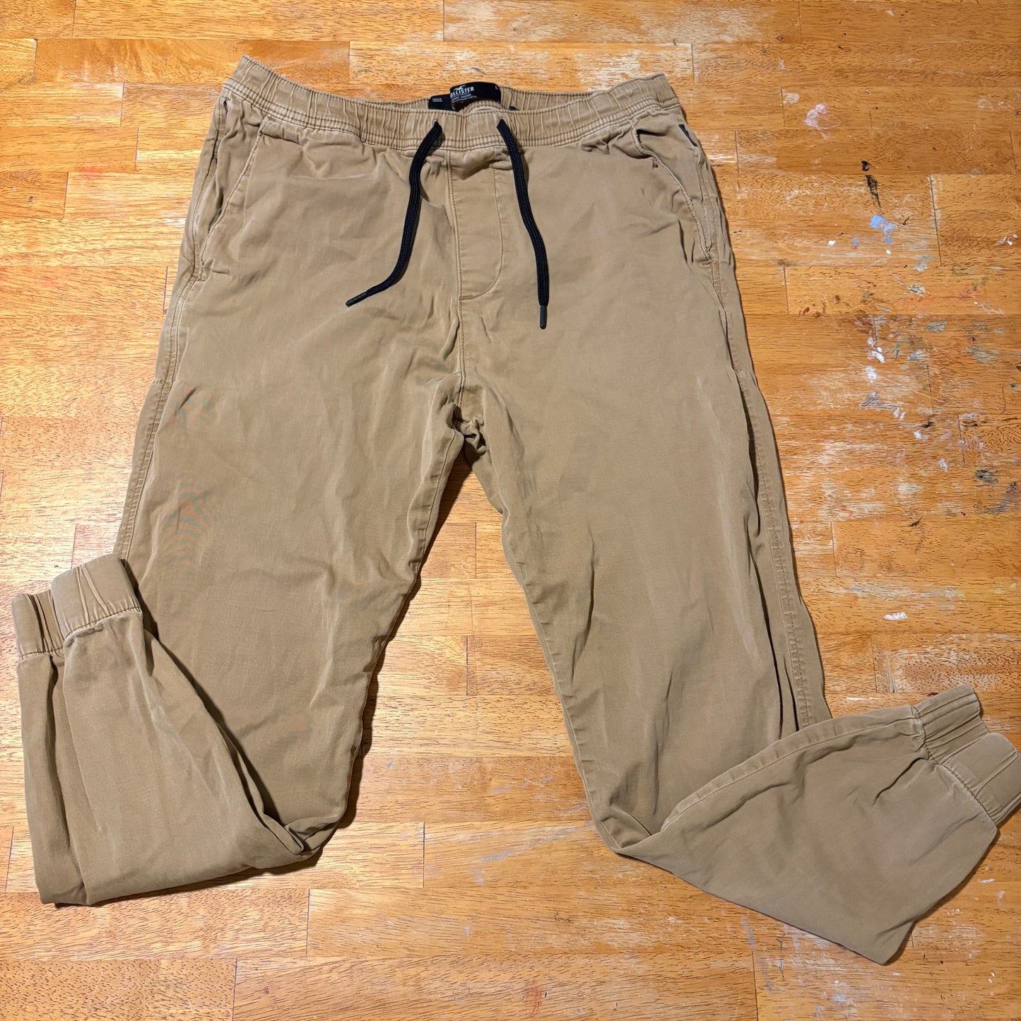 Hollister Jogger Pants Mens L Khaki Skinny Stretch Casual Streetwear Urban Style