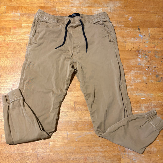 Hollister Jogger Pants Mens L Khaki Skinny Stretch Casual Streetwear Urban Style