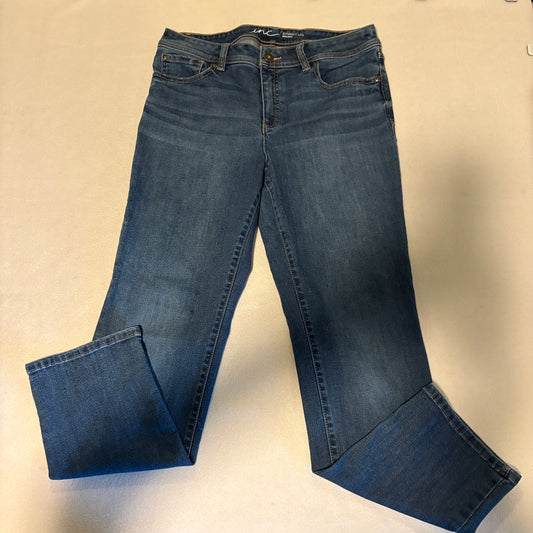 INC Straight Leg Jeans Womens 12S Fits Like 32x29 Blue Stretch Denim Mid Rise