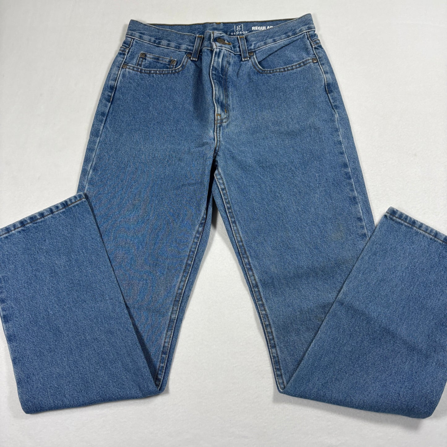 George Mens Jeans 30x32 Medium Wash Regular Fit Denim Straight Vintage 90s