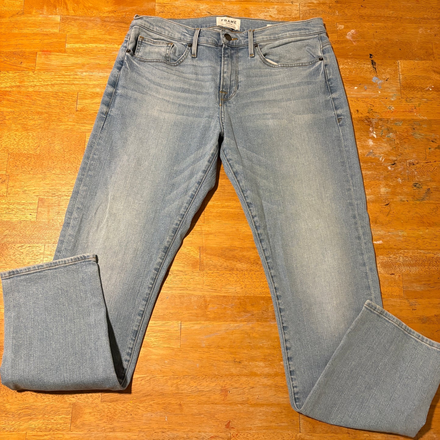 Frame Denim Jeans Mens 33 Blue Lhomme Slim Vintage Stretch Designer Fit PremiumX