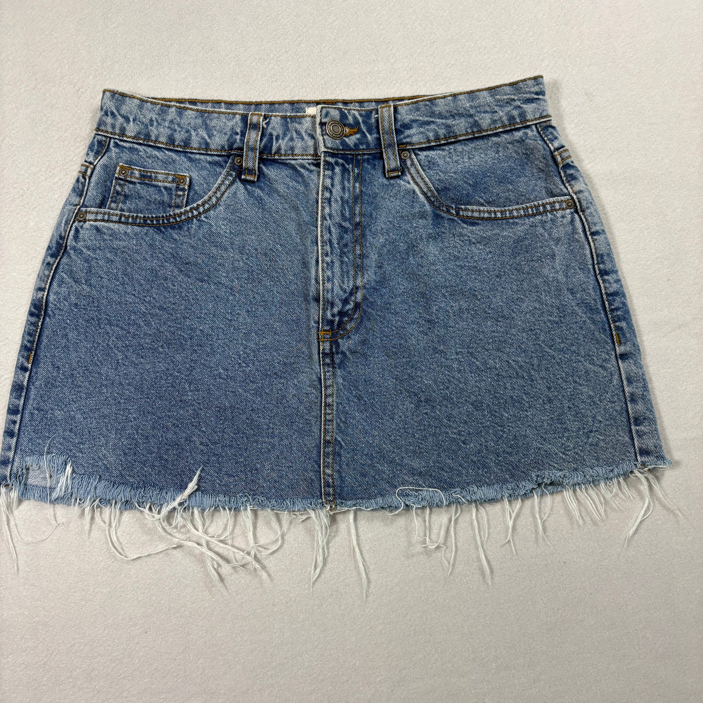 Cotton On Denim Mini Skirt Womens 28 Blue Raw Hem Y2K 90s Grunge Streetwear