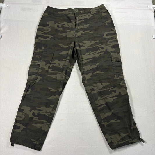 Sanctuary Camo Cargo Pants Mens XXL Green Drawstring Hem Y2K Streetwear Utility