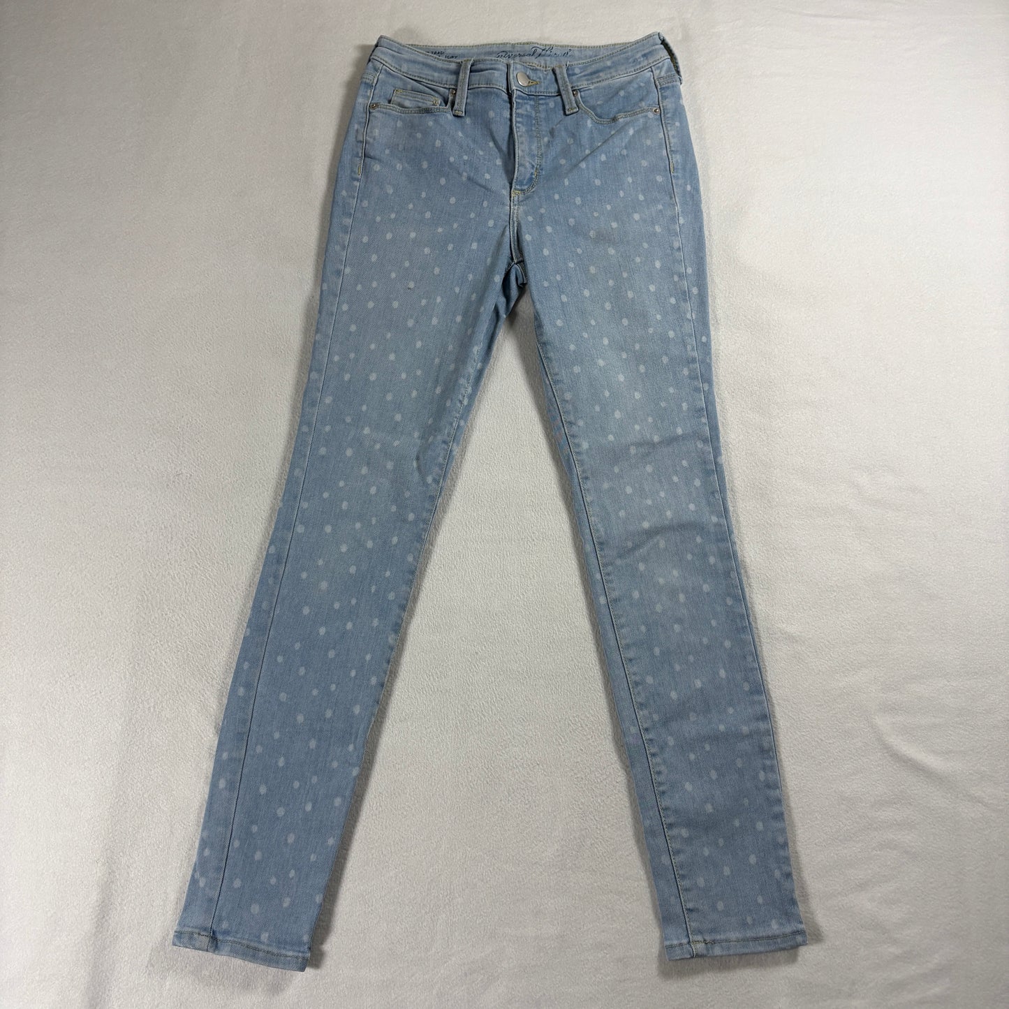 Universal Thread Mid Rise Skinny Jeans 2/26R Light Wash Polka Dot Womens Denim