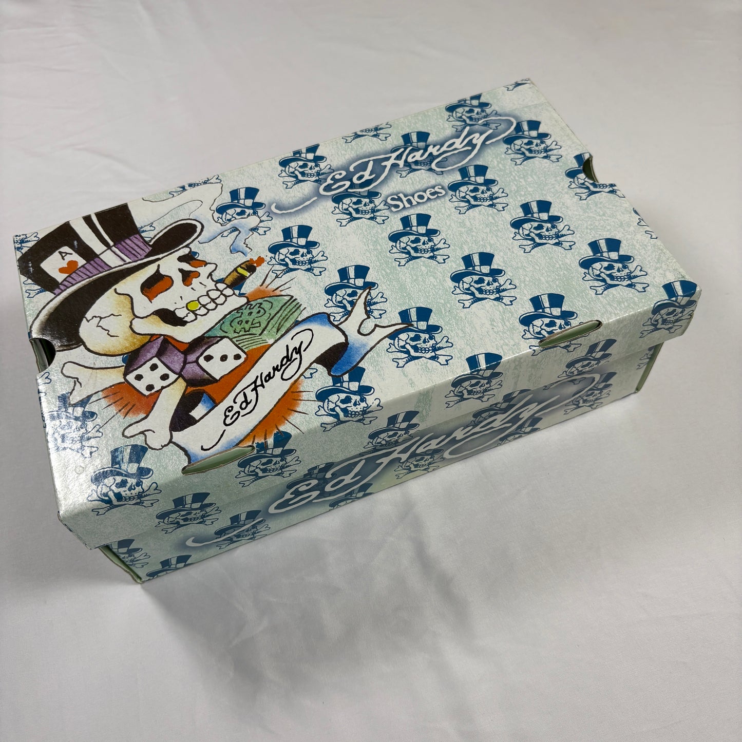 Ed Hardy Men’s Lowrise Classic Shoes Navy Size 8 Skulls Tattoo Art Slip On