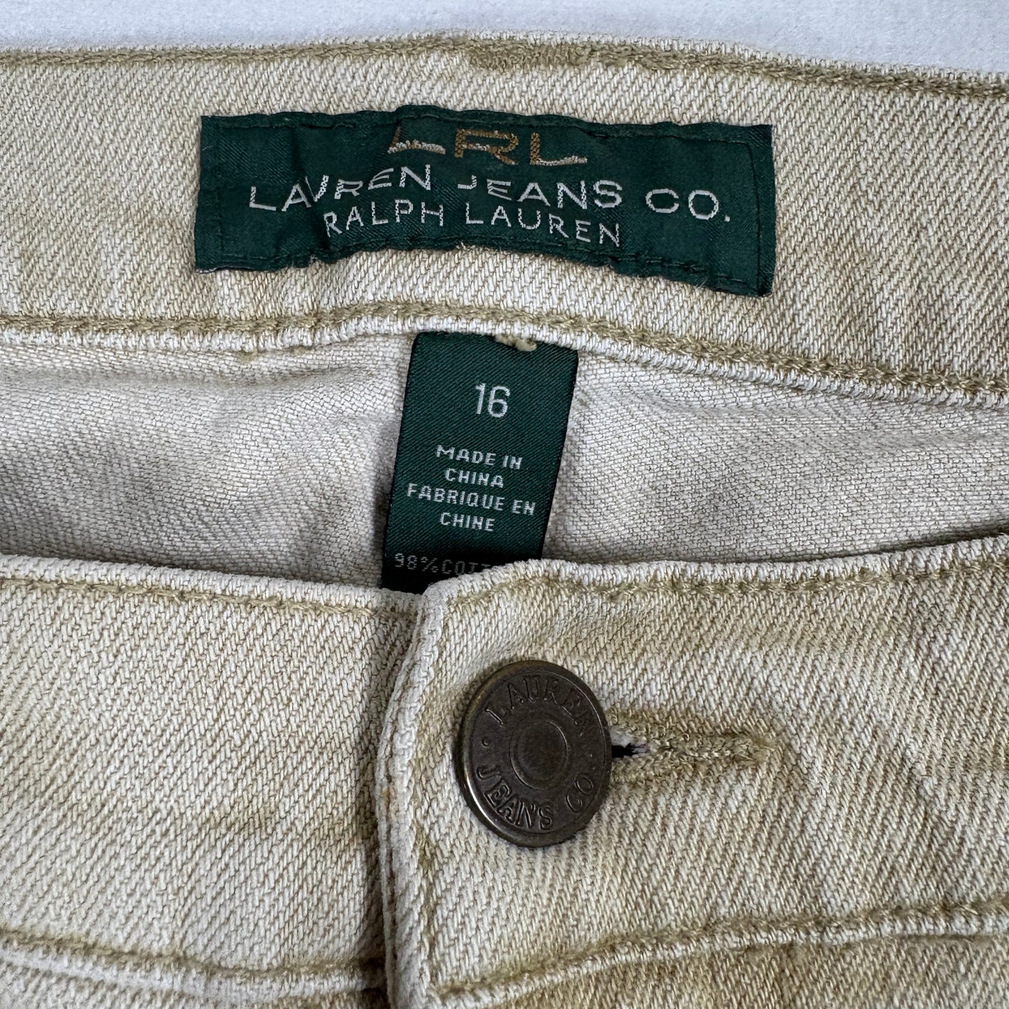 Lauren Ralph Lauren Womens Jeans Sz 16 Beige Straight Leg Denim Y2K Vintage