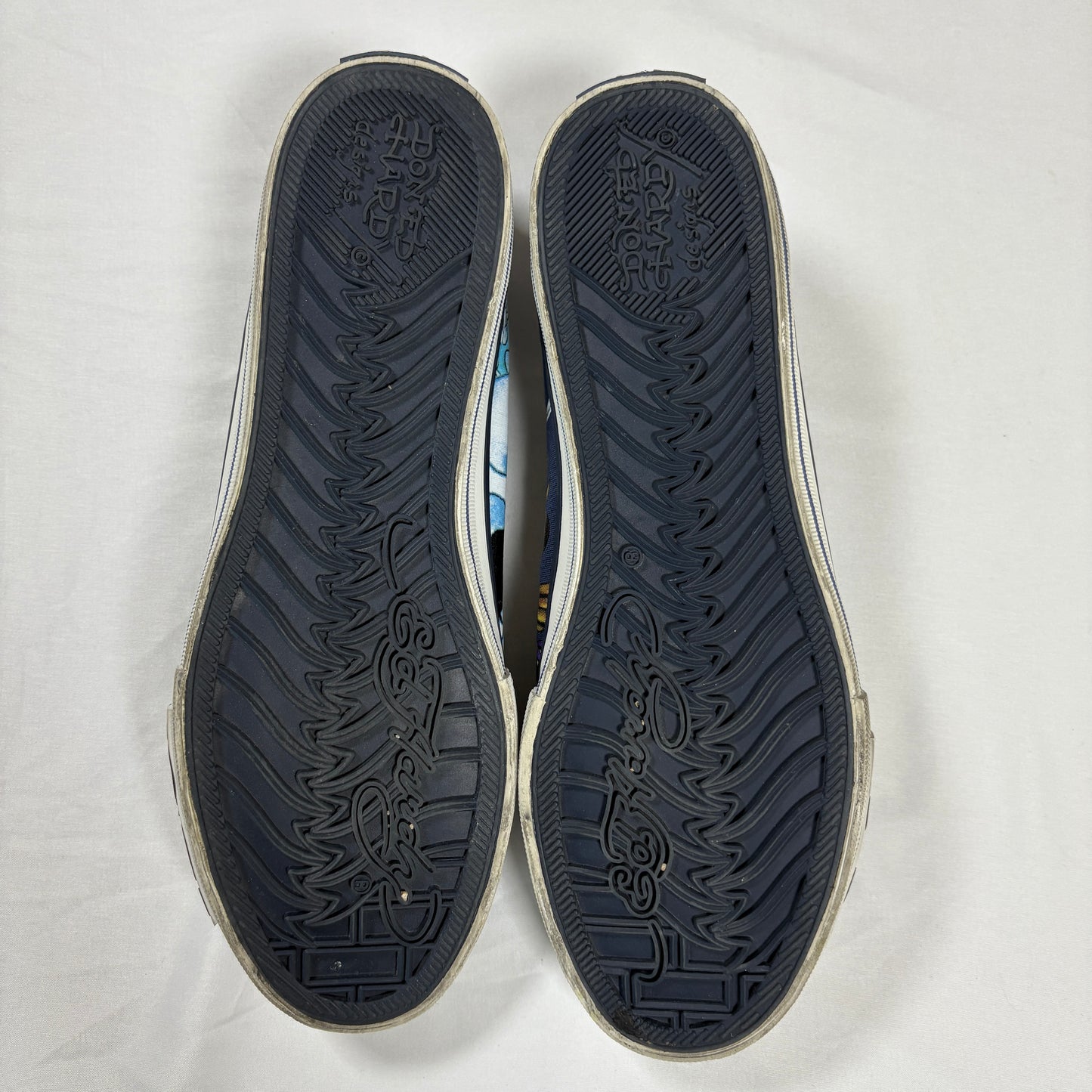 Ed Hardy Men’s Lowrise Classic Shoes Navy Size 8 Skulls Tattoo Art Slip On