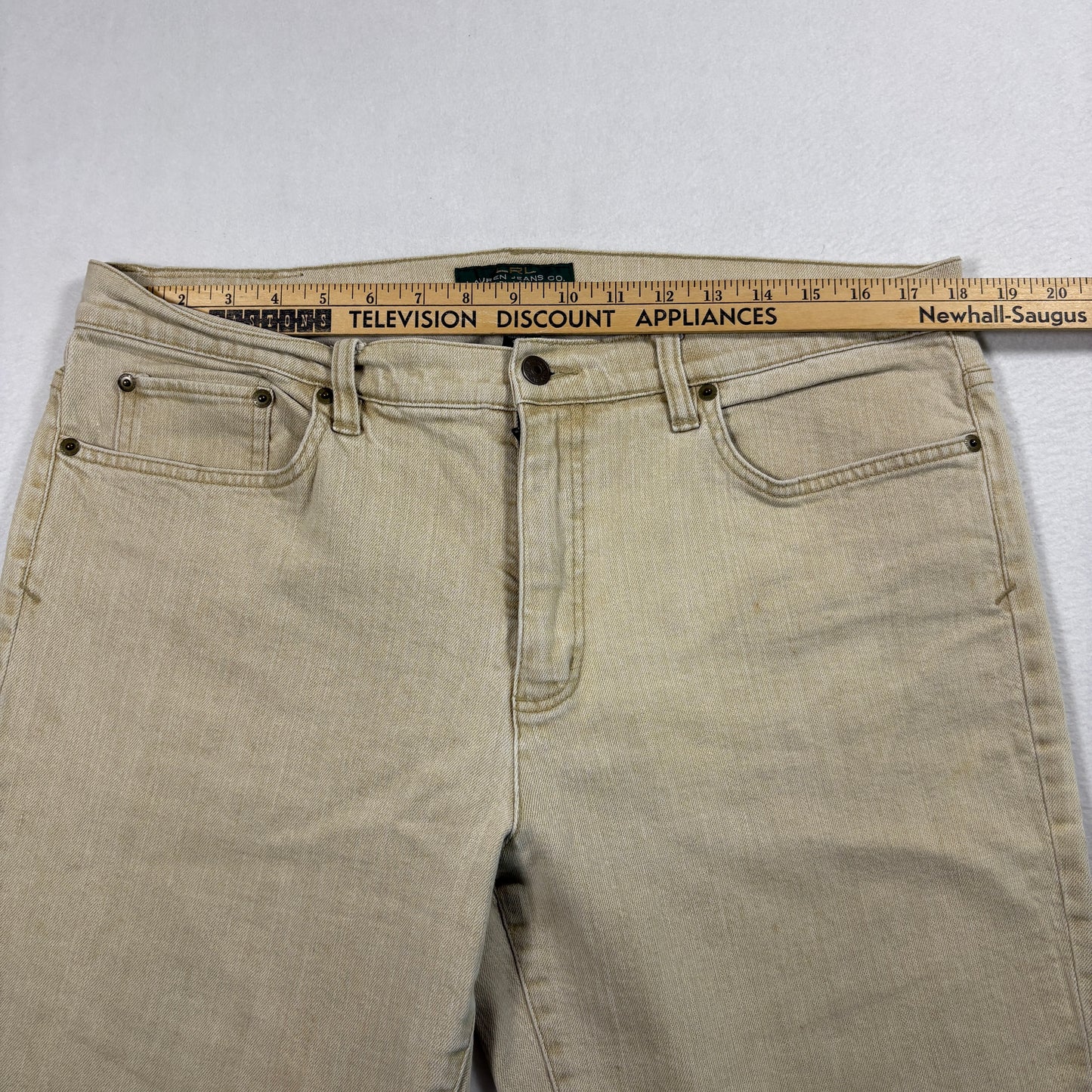 Lauren Ralph Lauren Womens Jeans Sz 16 Beige Straight Leg Denim Y2K Vintage