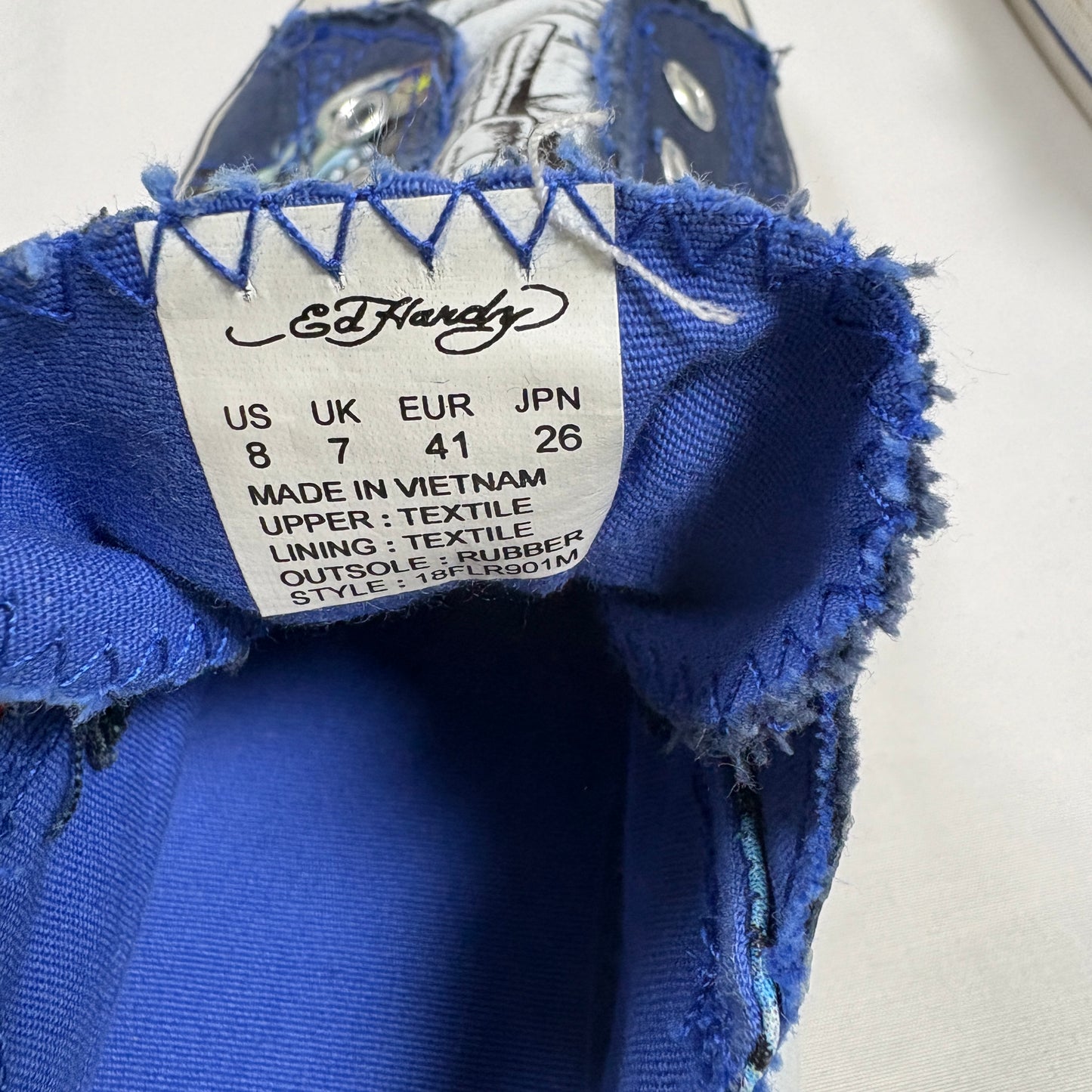 Ed Hardy Men’s Lowrise Classic Shoes Navy Size 8 Skulls Tattoo Art Slip On