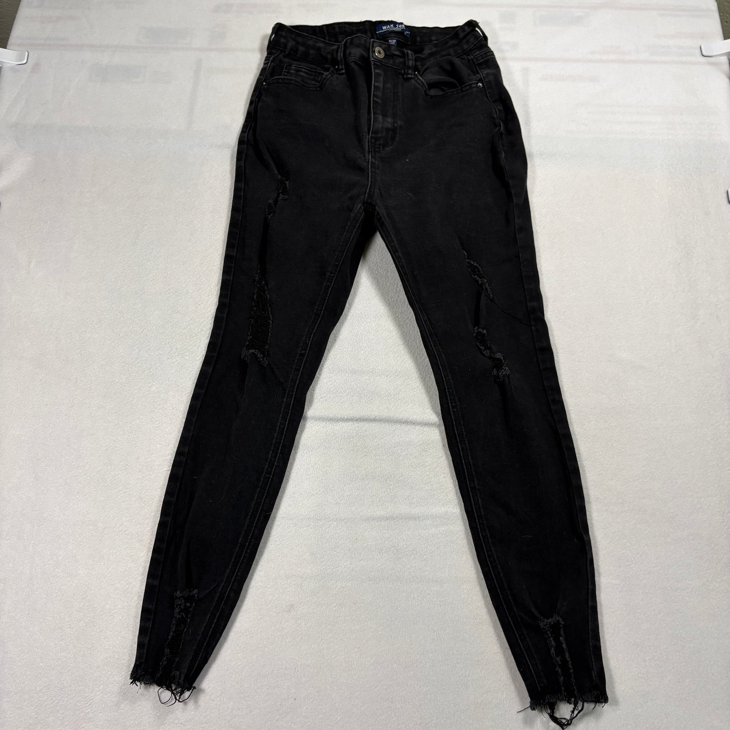 Wax Jeans Los Angeles Skinny Jeans Womens 5/27 Black Distressed High Rise