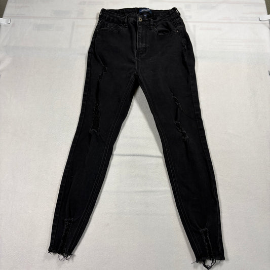 Wax Jeans Los Angeles Skinny Jeans Womens 5/27 Black Distressed High Rise