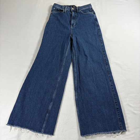BDG Urban Outfitters Womens A Wide High Rise Wide Leg Blue 27 Raw Hem Jeans