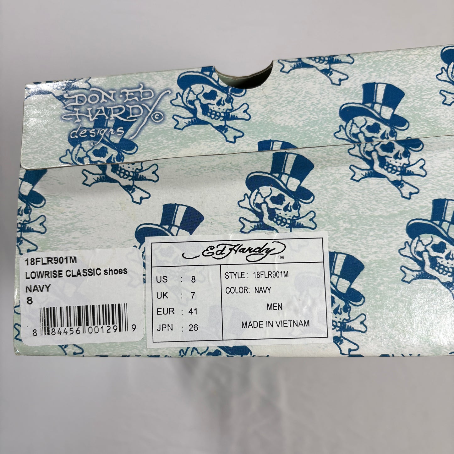 Ed Hardy Men’s Lowrise Classic Shoes Navy Size 8 Skulls Tattoo Art Slip On