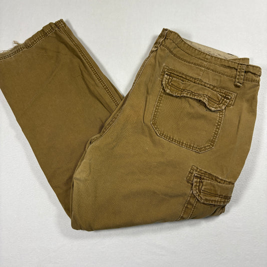 Unionbay Mens Cargo Pants 44x32 Brown Y2K Baggy Workwear 90s Grunge Utility