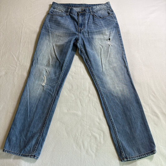 Distressed Slim Straight Jeans Calvin Klein W34 L30 Fits Like 33x30 Light Wash