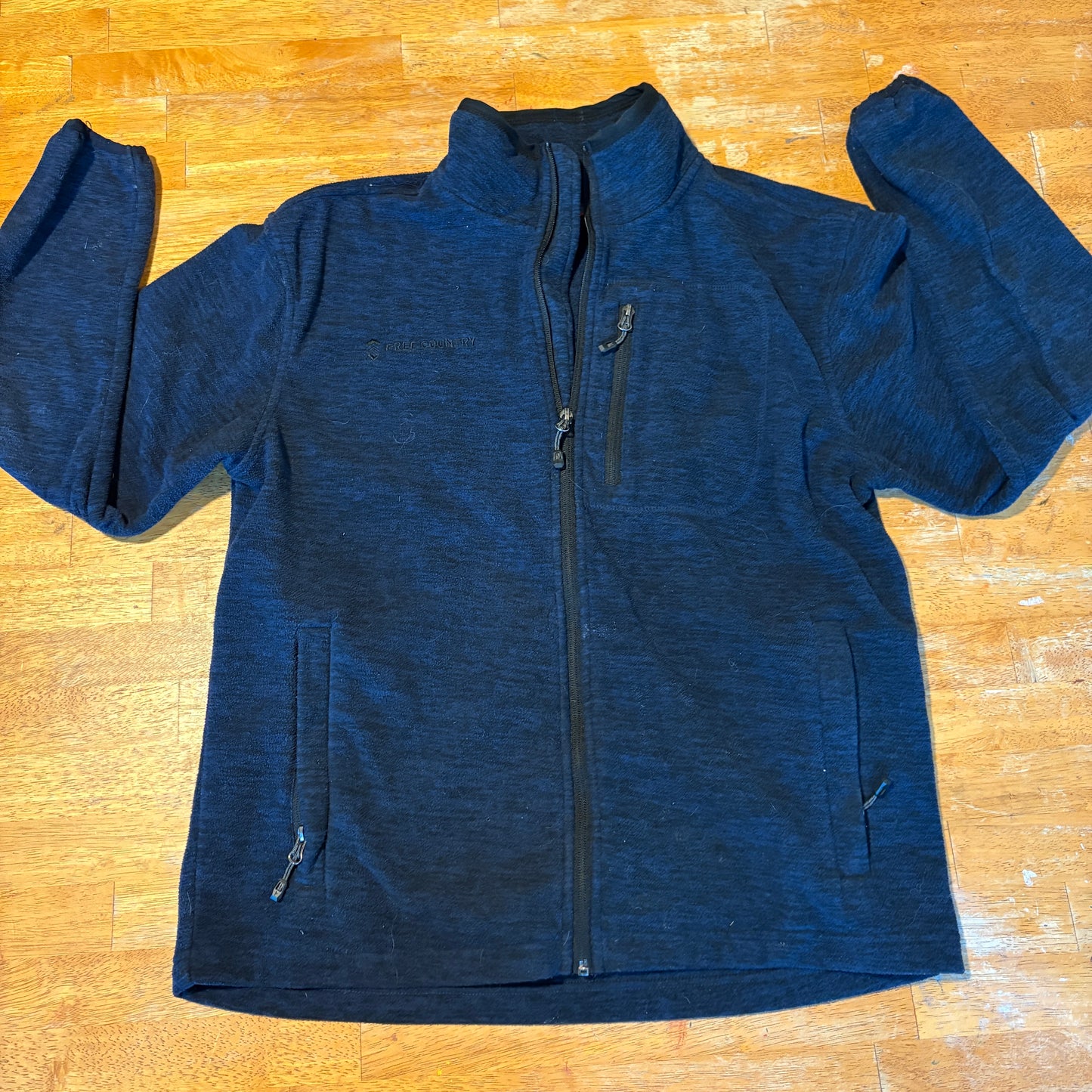 Free Country Jacket Mens Large Navy Full Zip Fleece Outdoor Lightweight Coat Pro