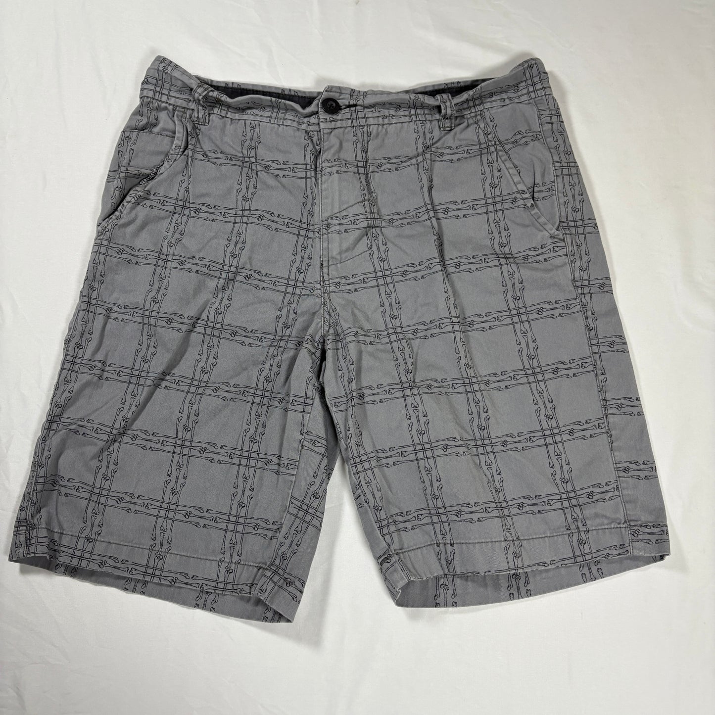 No Boundaries Men’s Shorts 36 Gray Plaid Cotton Casual Flat Front Summer Chino