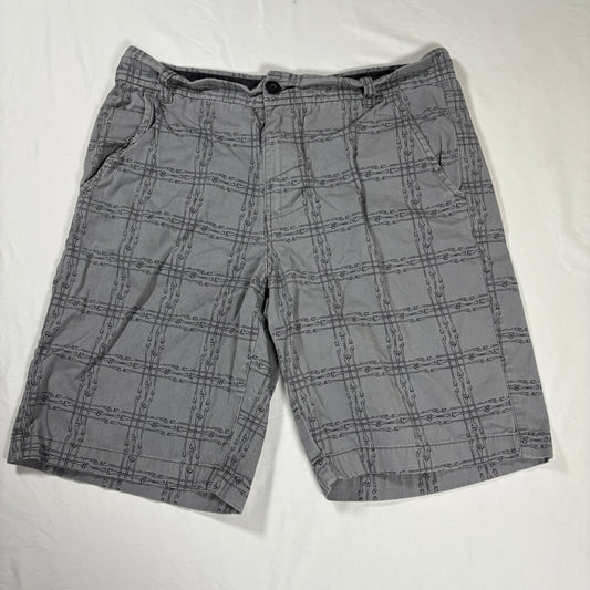 No Boundaries Men’s Shorts 36 Gray Plaid Cotton Casual Flat Front Summer Chino