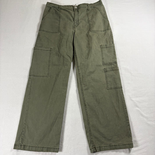 No Boundaries Womens Mid Rise Wide Leg Olive XL 15-17 Cargo Pants Stretch