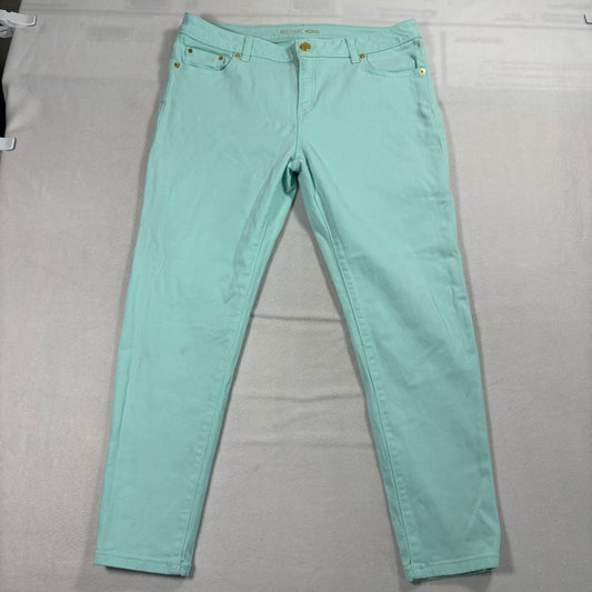Michael Kors Izzy Cropped Skinny Jeans Womens 12P Aqua Blue Stretch Denim