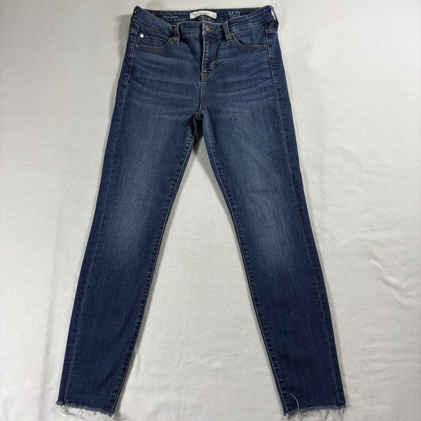Liverpool Los Angeles Womens Ankle Skinny Mid Rise 6/28 Medium Wash Raw Hem Jeans