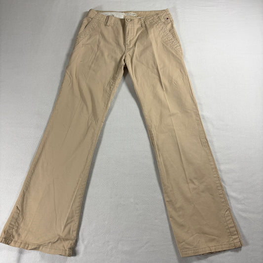 Tommy Jeans Womens Mid Rise Flare Khaki Size 7 Stretch Bootcut Pants Beige