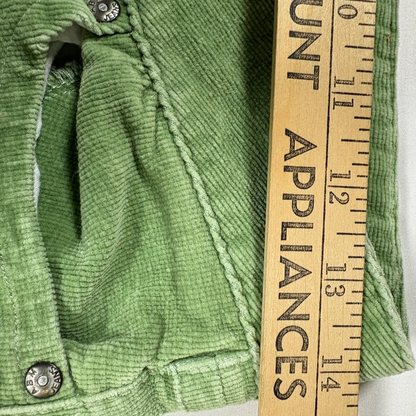 ABM Jeans Women’s 9 Green Corduroy Stretch Pants Mid Rise Straight Leg Retro