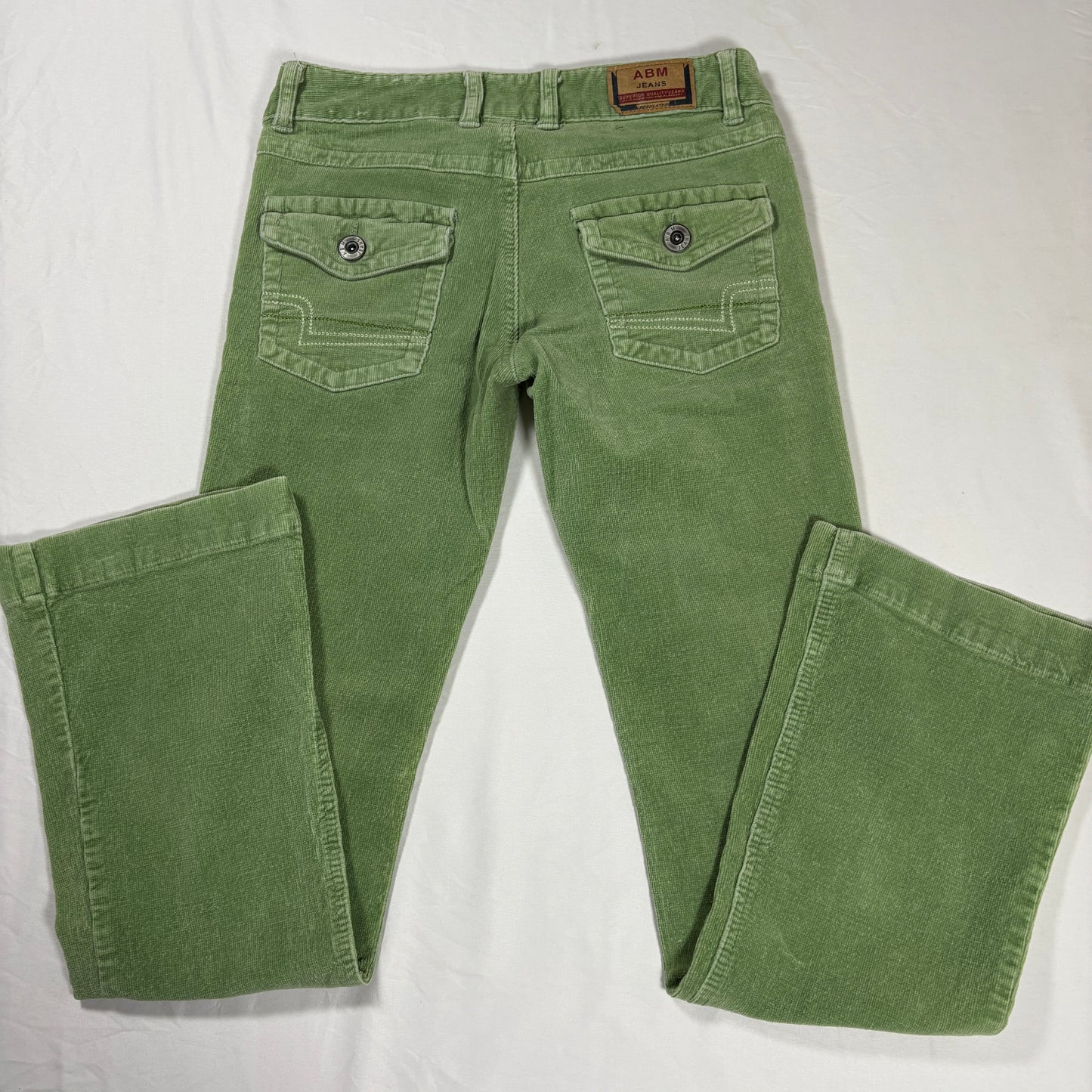 ABM Jeans Women’s 9 Green Corduroy Stretch Pants Mid Rise Straight Leg Retro