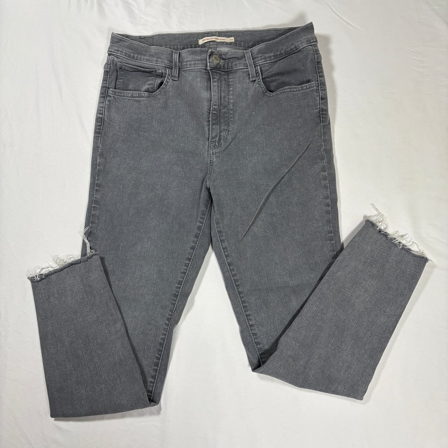 Levi’s Women’s Jeans W30 L30 Gray Baggy Straight Leg Raw Hem Distressed Denim