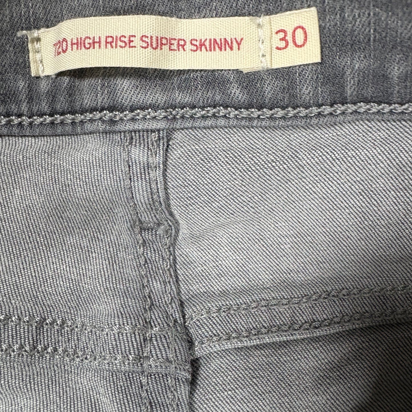 Levi’s Women’s Jeans W30 L30 Gray Baggy Straight Leg Raw Hem Distressed Denim