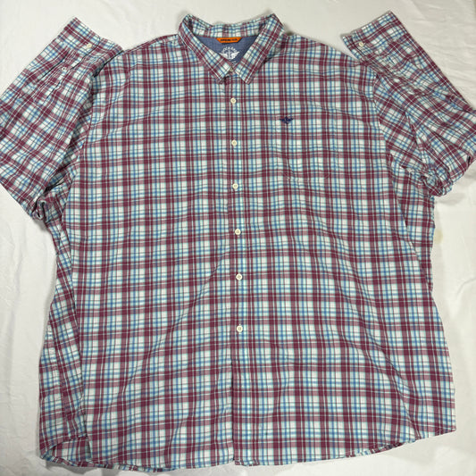 Dockers Men’s Shirt 3XL Supreme Flex Plaid Long Sleeve Button Up Casual Big