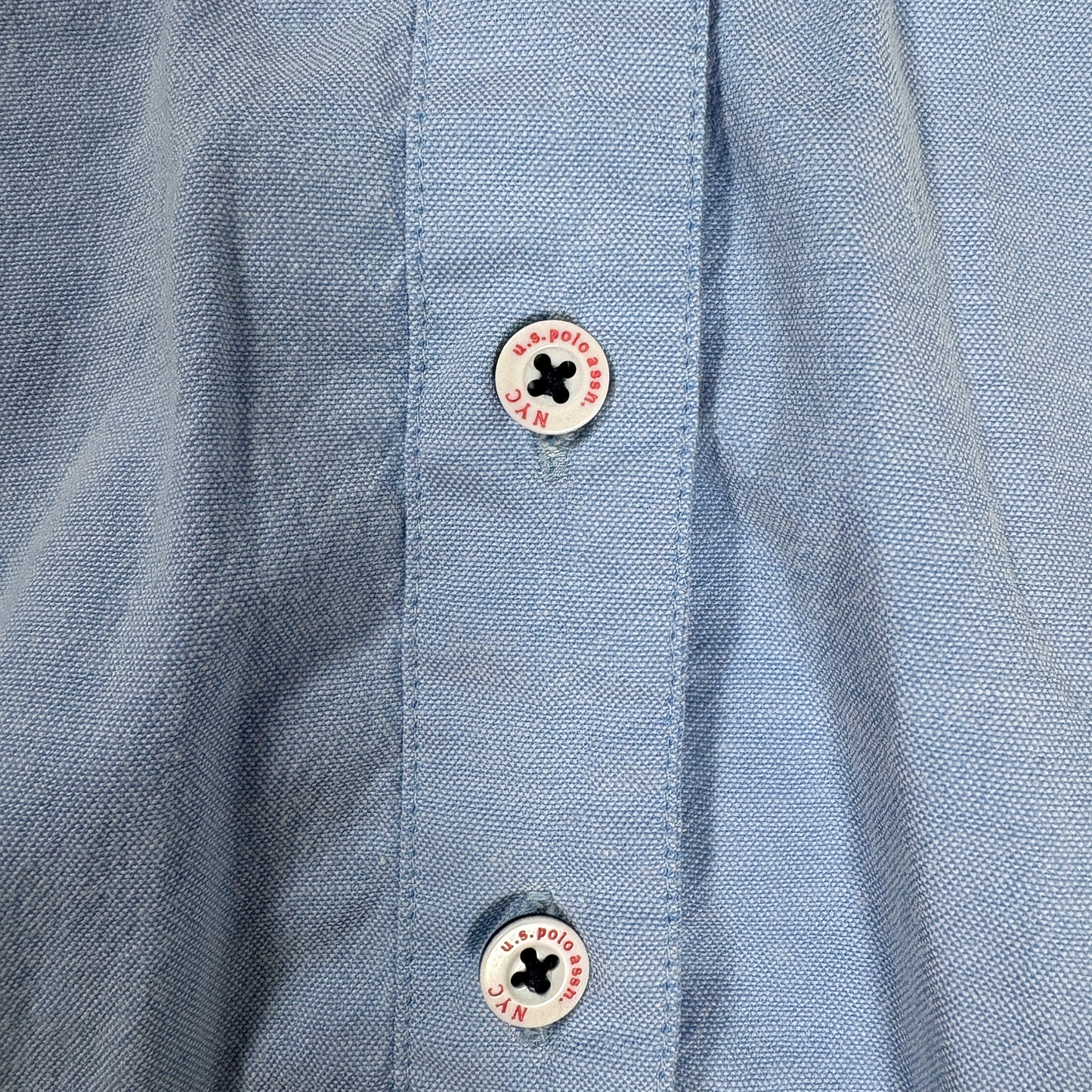U.S. Polo Assn Women’s Shirt M Blue Button Down Long Sleeve Casual Stretch Top