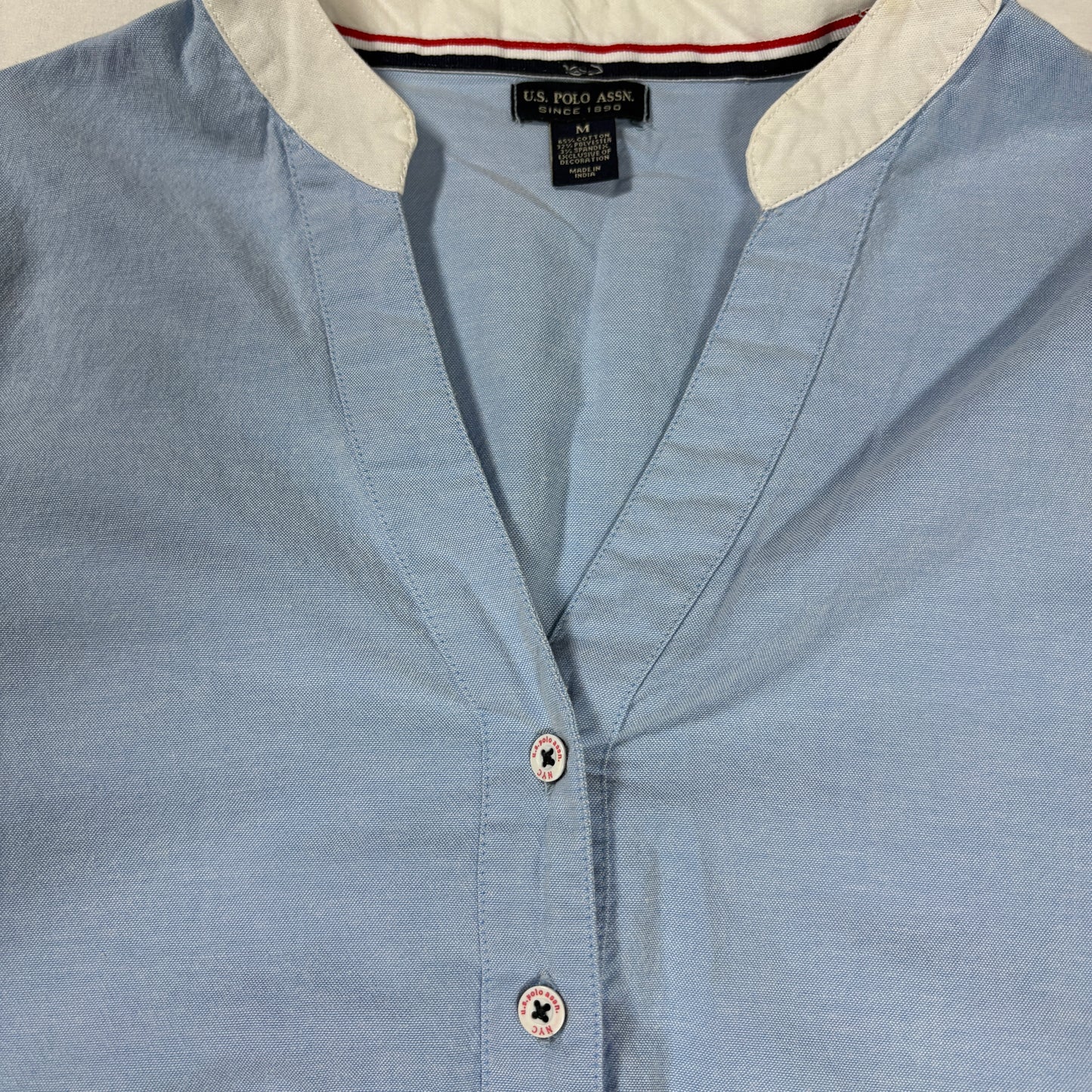 U.S. Polo Assn Women’s Shirt M Blue Button Down Long Sleeve Casual Stretch Top
