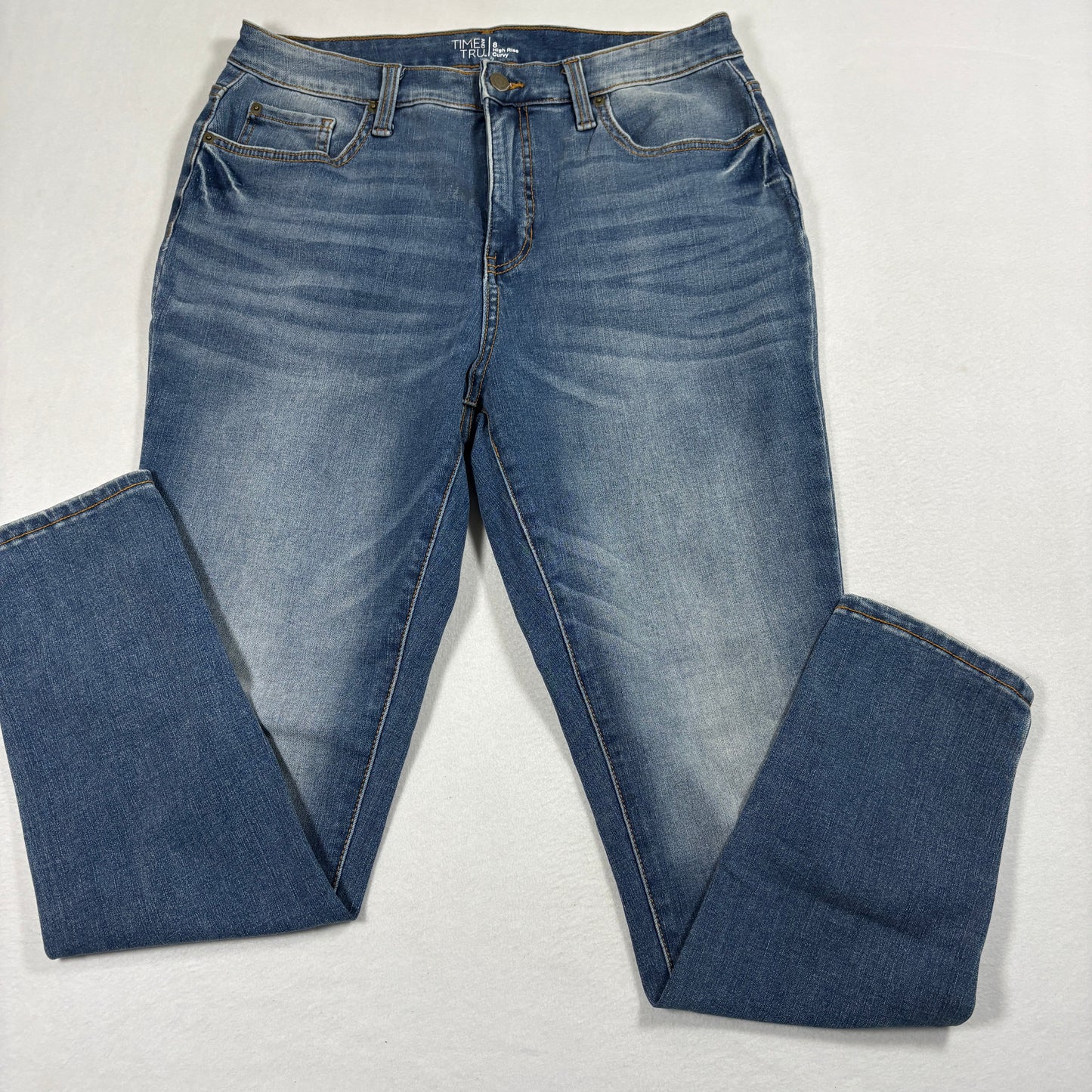 Time and Tru Womens Jeans Size 8 Blue High Rise Curvy Stretch Denim Y2K Classic