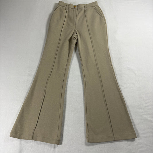Urban Outfitters Womens Flare Pants Beige Size S High Rise Stretch Knit Retro