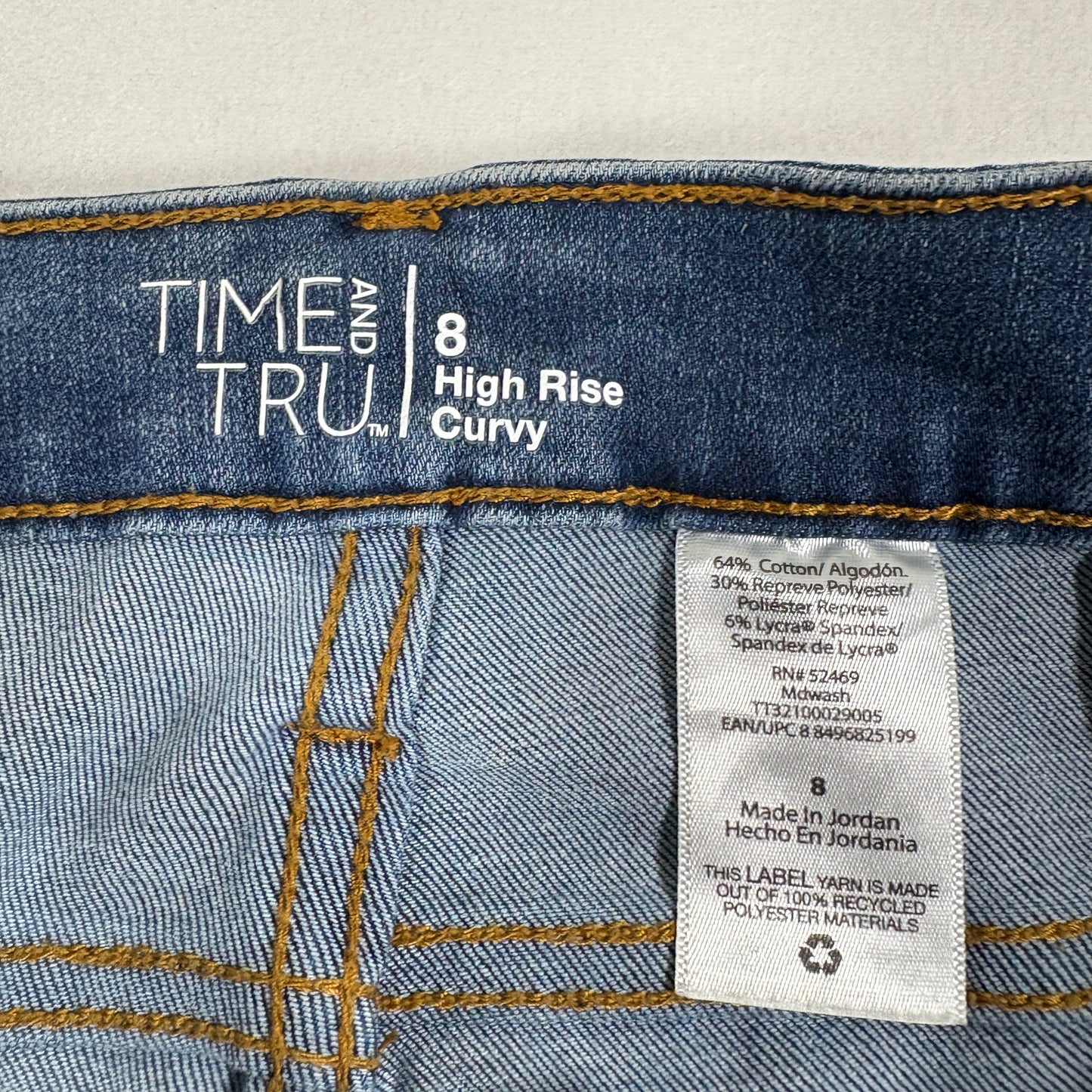 Time and Tru Womens Jeans Size 8 Blue High Rise Curvy Stretch Denim Y2K Classic