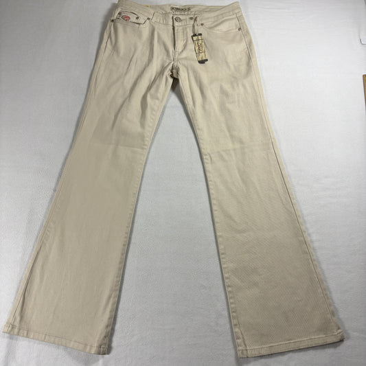 Clash Womens Flare Jeans Size 11 Beige Stretch Low Rise Bootcut Denim NWT
