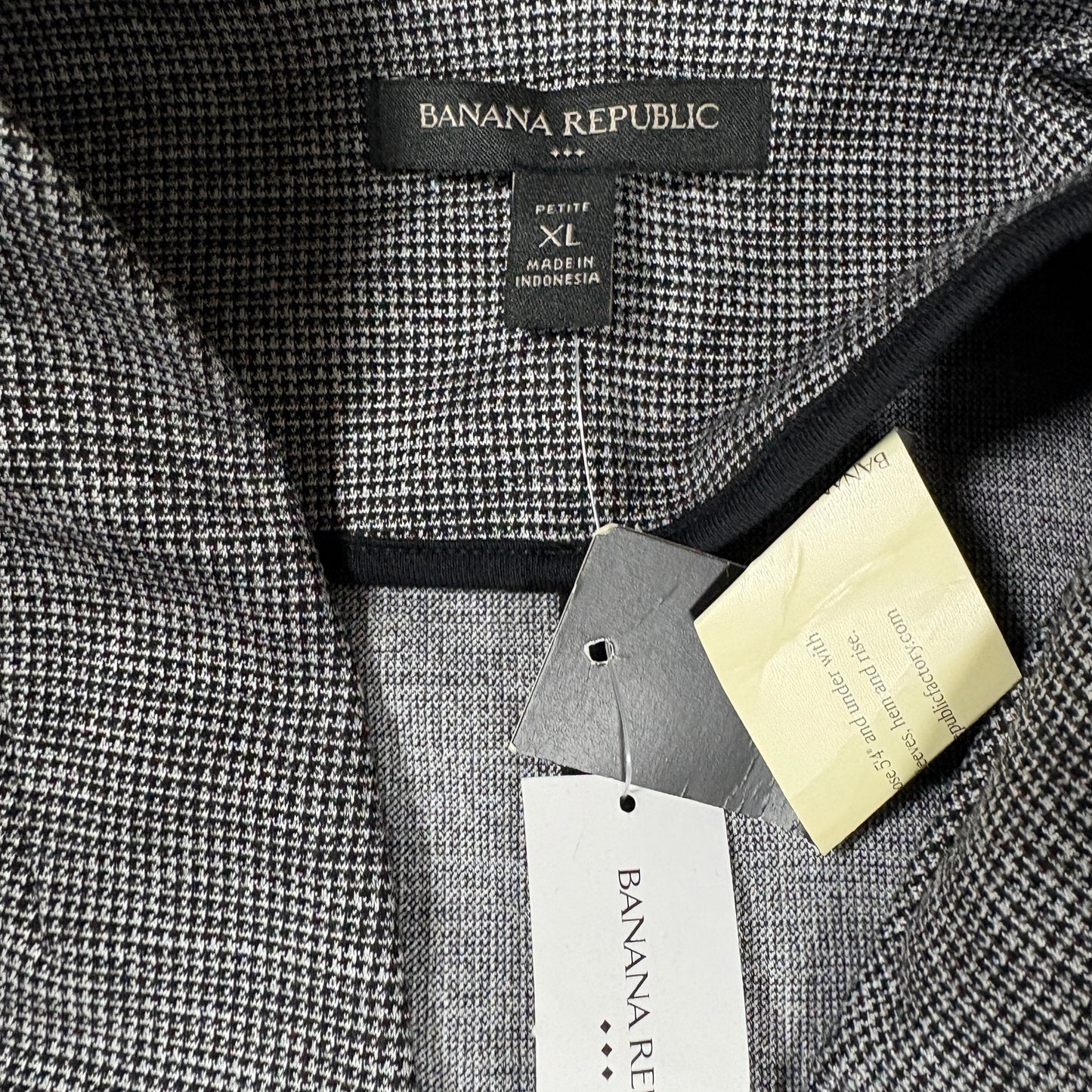 Banana Republic Women’s Blazer XL Petite Gray Houndstooth Open Front Jacket NWT